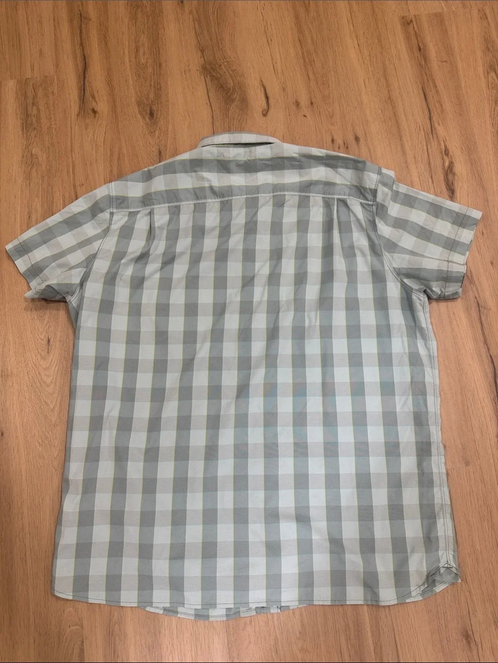 The North Face Light Green Plaid Short-Sleeve Button-Down Shirt